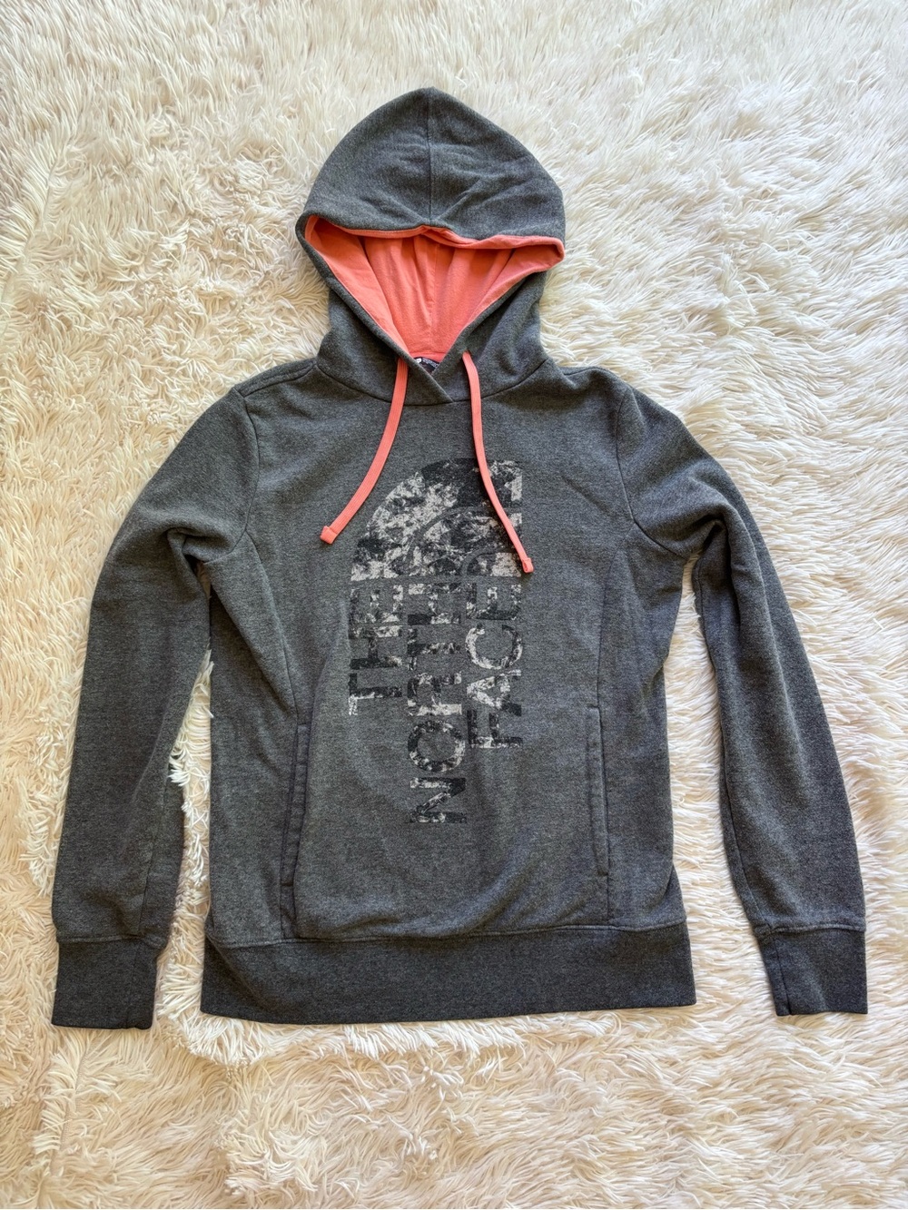 The North Face Gray Hoodie with Coral Hood